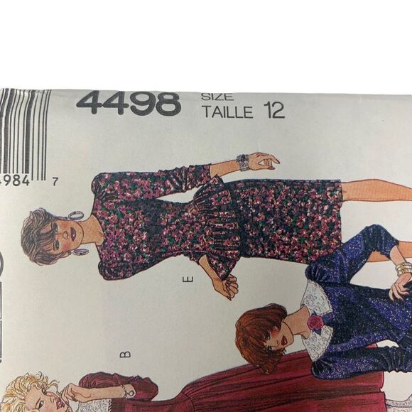 Vintage 80s McCalls 4498 Pattern Misses 6-16 Long Sleeve Dress Variation Uncut - Picture 2 of 4